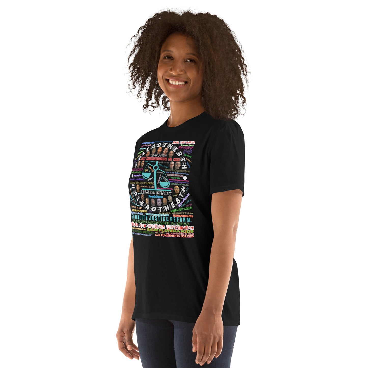 #PleadThe8th Faces of Florida Youth Incarceration Short-Sleeve Unisex T-Shirt (front/back)