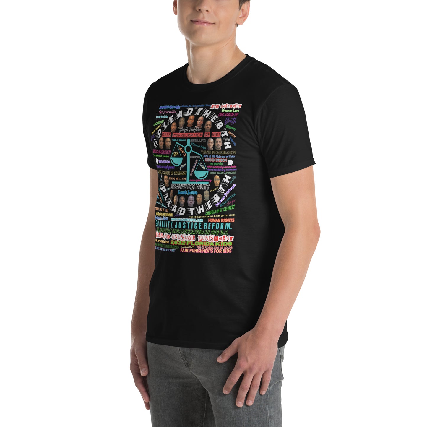 #PleadThe8th Faces of Florida Youth Incarceration Short-Sleeve Unisex T-Shirt (front/back)