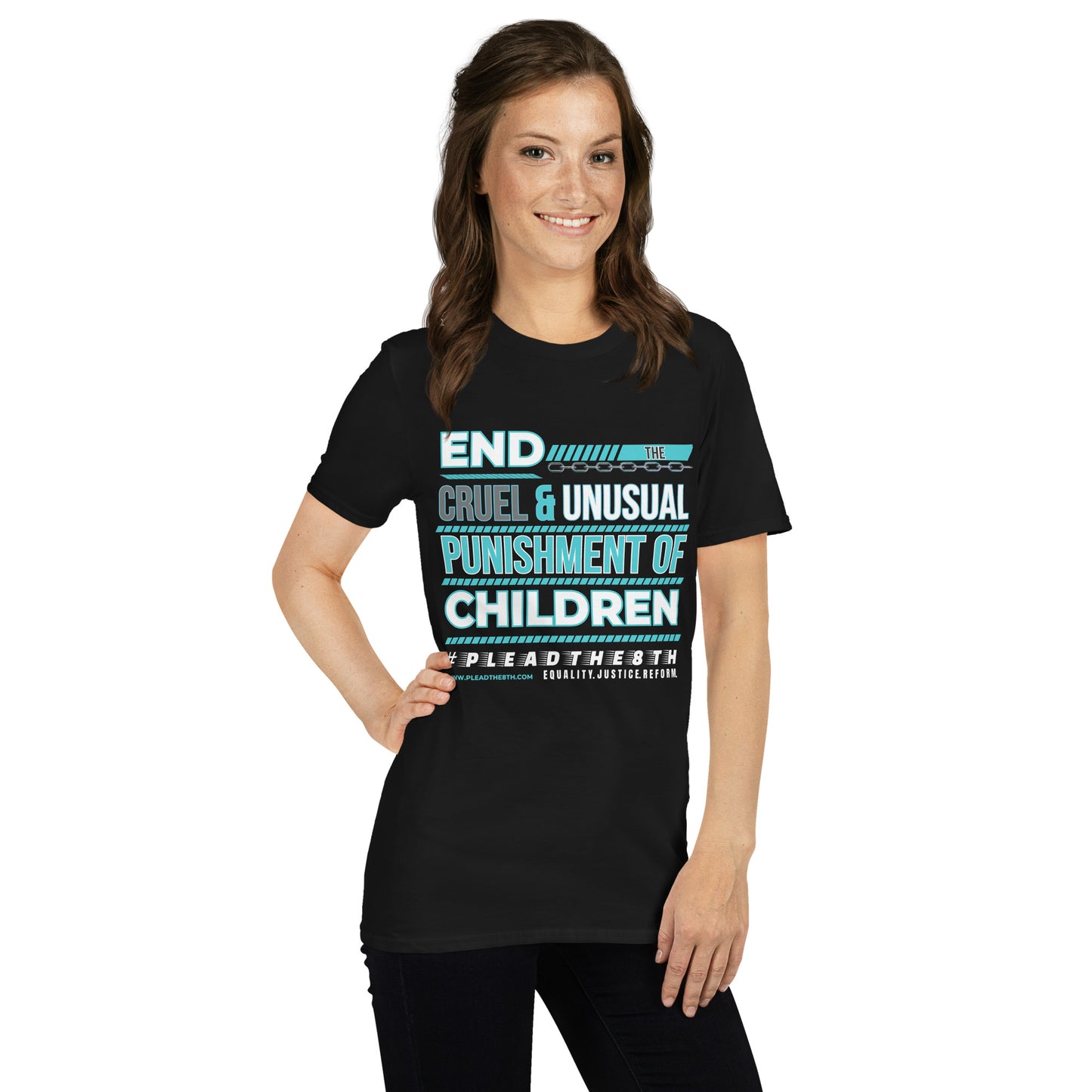 #PleadThe8th 'End the Cruel & Unusual Punishment of Children" Short-Sleeve Unisex T-Shirt (front)