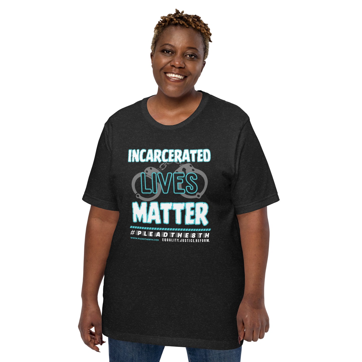 #PleadThe8th "Incarcerated Lives Matter" Unisex t-shirt (front/back logo)